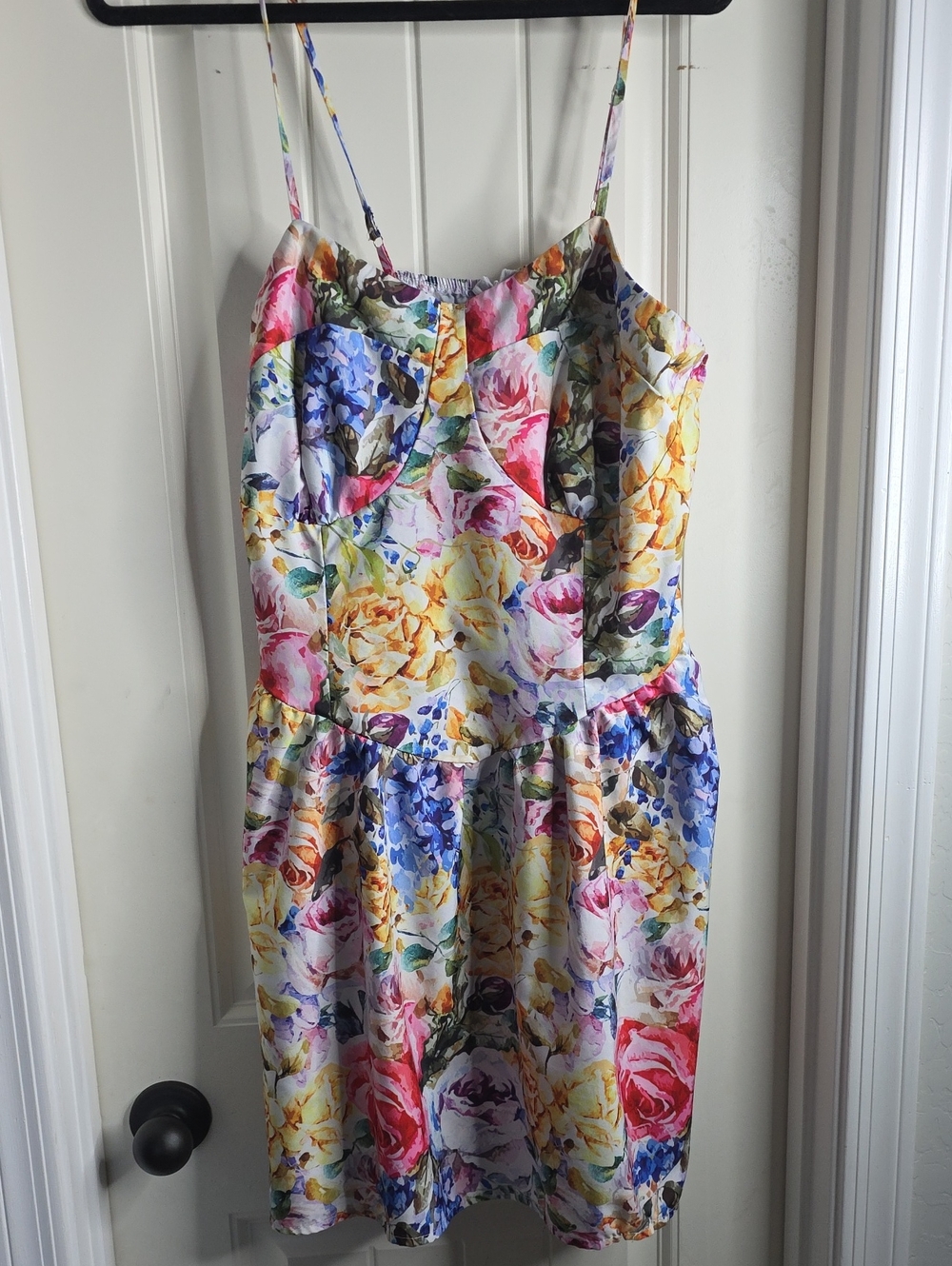 SHEIN Pastel Floral Elastic Neckline Dress - White, Pink, Yellow, Green, Purple